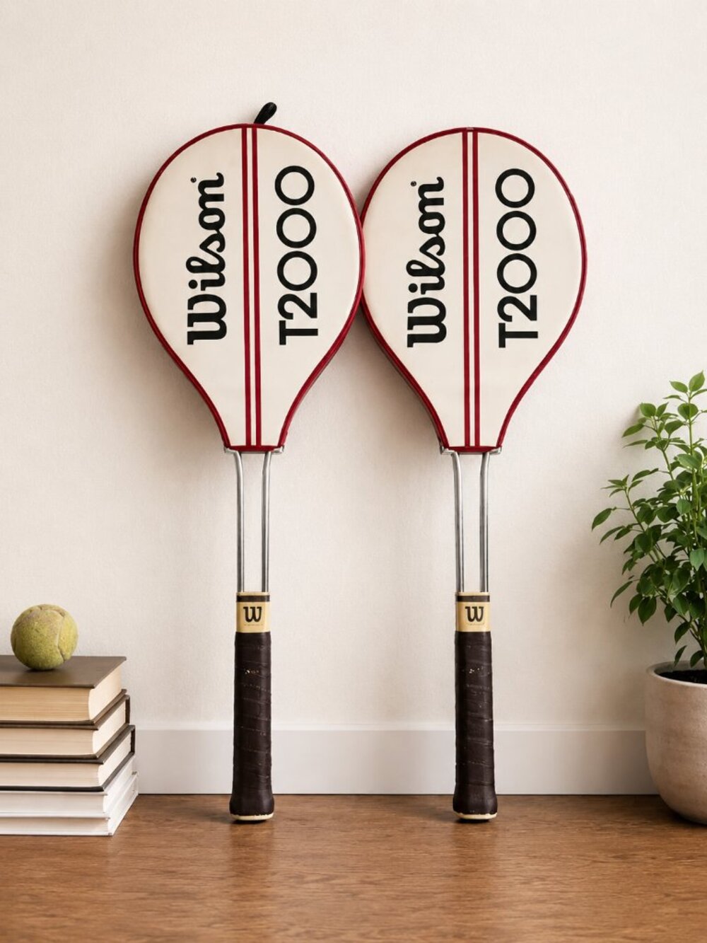 Vintage Wilson T2000 Tennis Rackets Set of 2 Steel w/ Covers USA